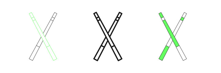 Set line Crossed billiard cues icon isolated on white background. Vector