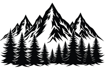 Fototapeta premium Mountain Silhouette Vector Design.
