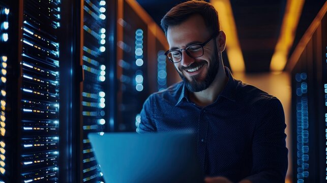Professional IT Specialist in Datacenter Overseeing Cloud Computing Server Farm
