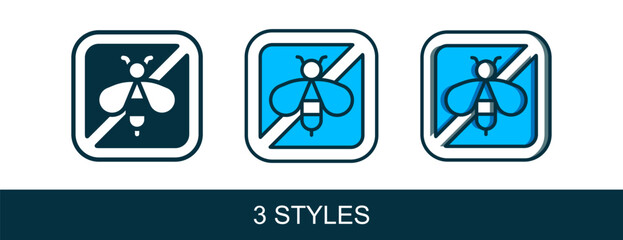 Filled outline Stop bee icon isolated on white background. Sweet natural food. Honeybee or apis with wings symbol. Flying insect. Vector