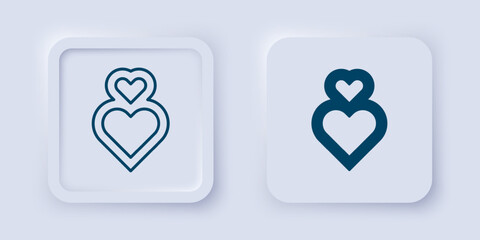 Filled and outline Heart icon isolated on grey background. Romantic symbol linked, join, passion and wedding. Happy Valentines day. Square button. Vector