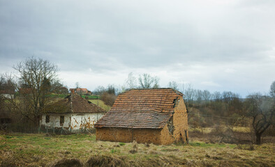 Rural household at the beginning of spring in Serbia