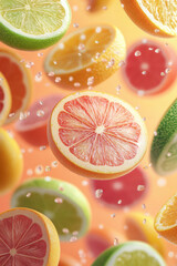 itrus slices on a pastel background, 