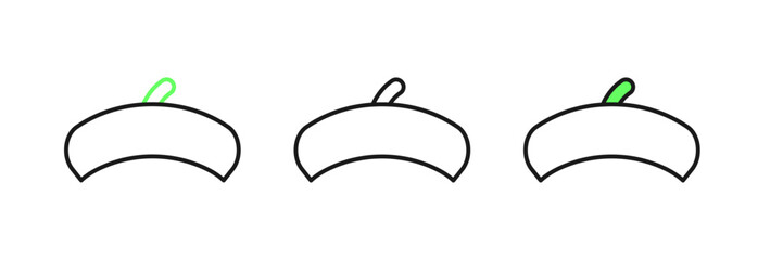 Set line French beret icon isolated on white background. Vector