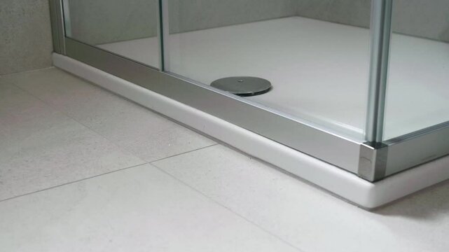 Sparkling Shower Base with Glass Cabin in Modern Bathroom
