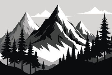 Mountain Silhouette Vector Design.