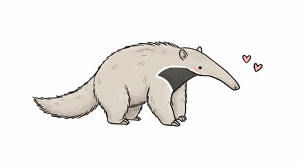 Fototapeta premium Cute anteater showing love with hearts 