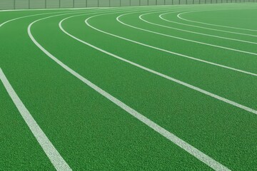 Obraz premium Athletic running track curved lines on green surface 