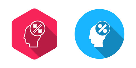 Filled and outline Discount percent tag icon isolated with long shadow background. Shopping tag sign. Special offer sign. Discount coupons symbol. Vector