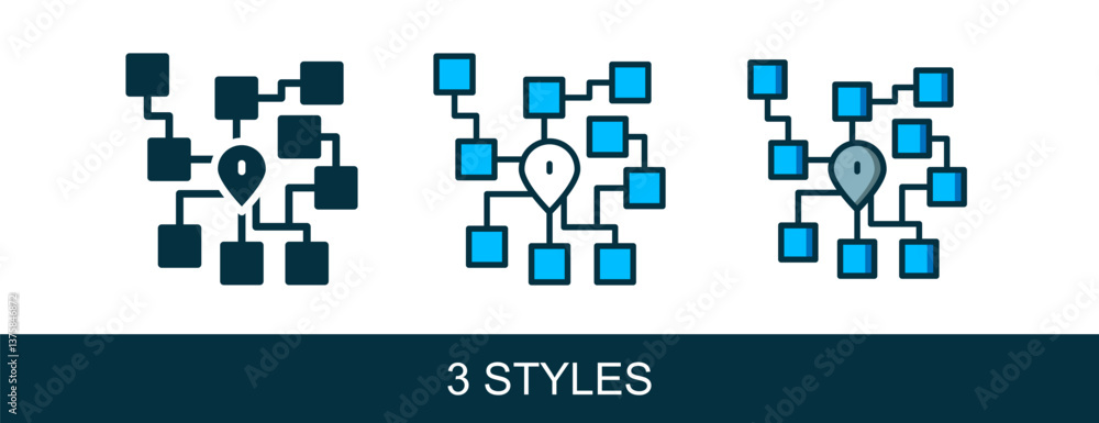 Poster filled outline neural network icon isolated on white background. artificial intelligence ai. vector