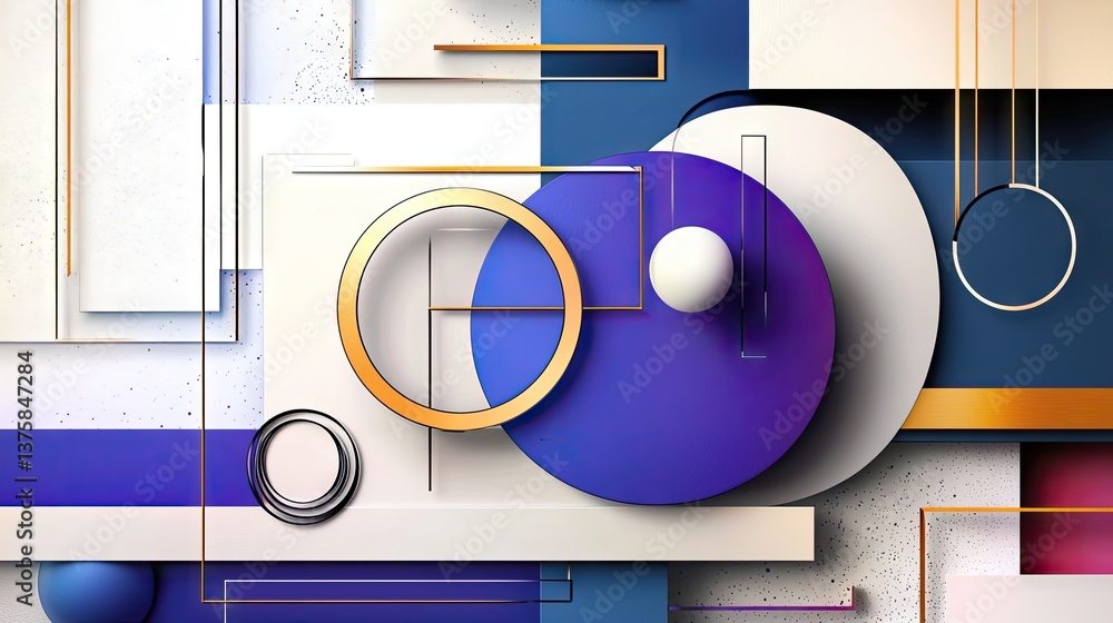 Poster clean purple abstract layout with overlapping layers and diagonal graphic elements