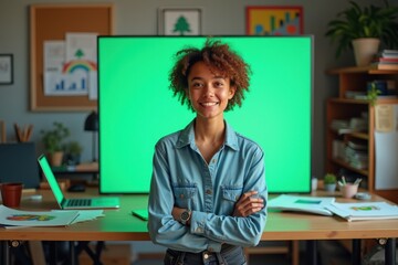 Graphic designer at work in creative studio space