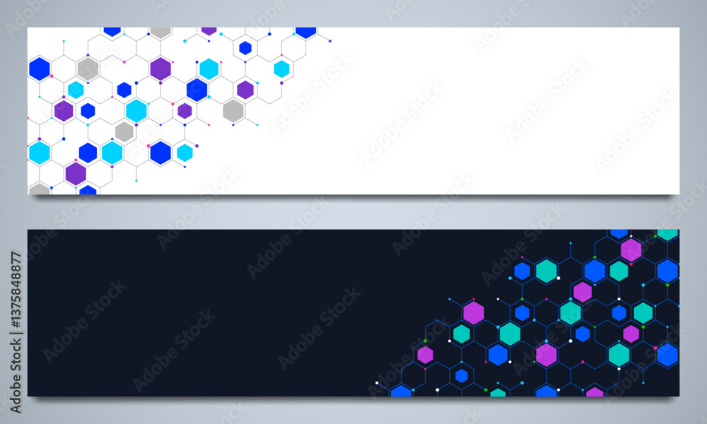 Aufkleber Abstract geometric background with hexagons shape pattern for banner or website header template