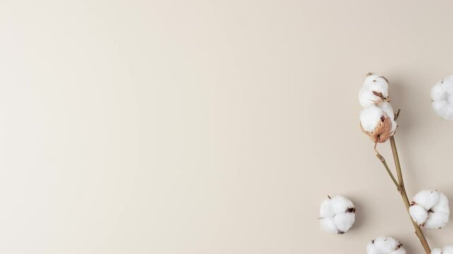 Cosmetic background with flowers on pastel beige. Flat lay, copy space