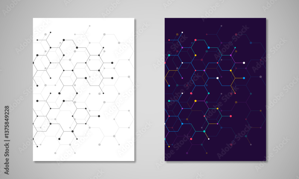 Poster Abstract geometric background with hexagons shape pattern for a business brochure or cover book, page layout, flyer design, and poster template