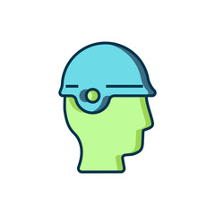 Filled outline Baseball helmet icon isolated on white background. Flat filled outline style with shadow. Vector