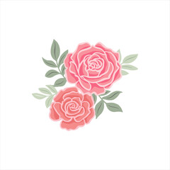 Simple red rose vector on white background. Single red rose vector illustration.