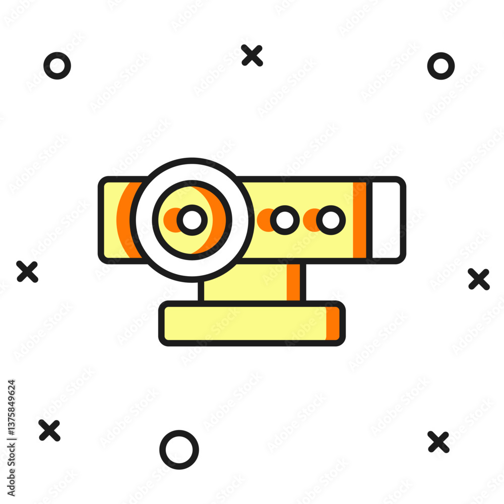 Poster filled outline web camera icon isolated on white background. chat camera. webcam icon. flat filled o