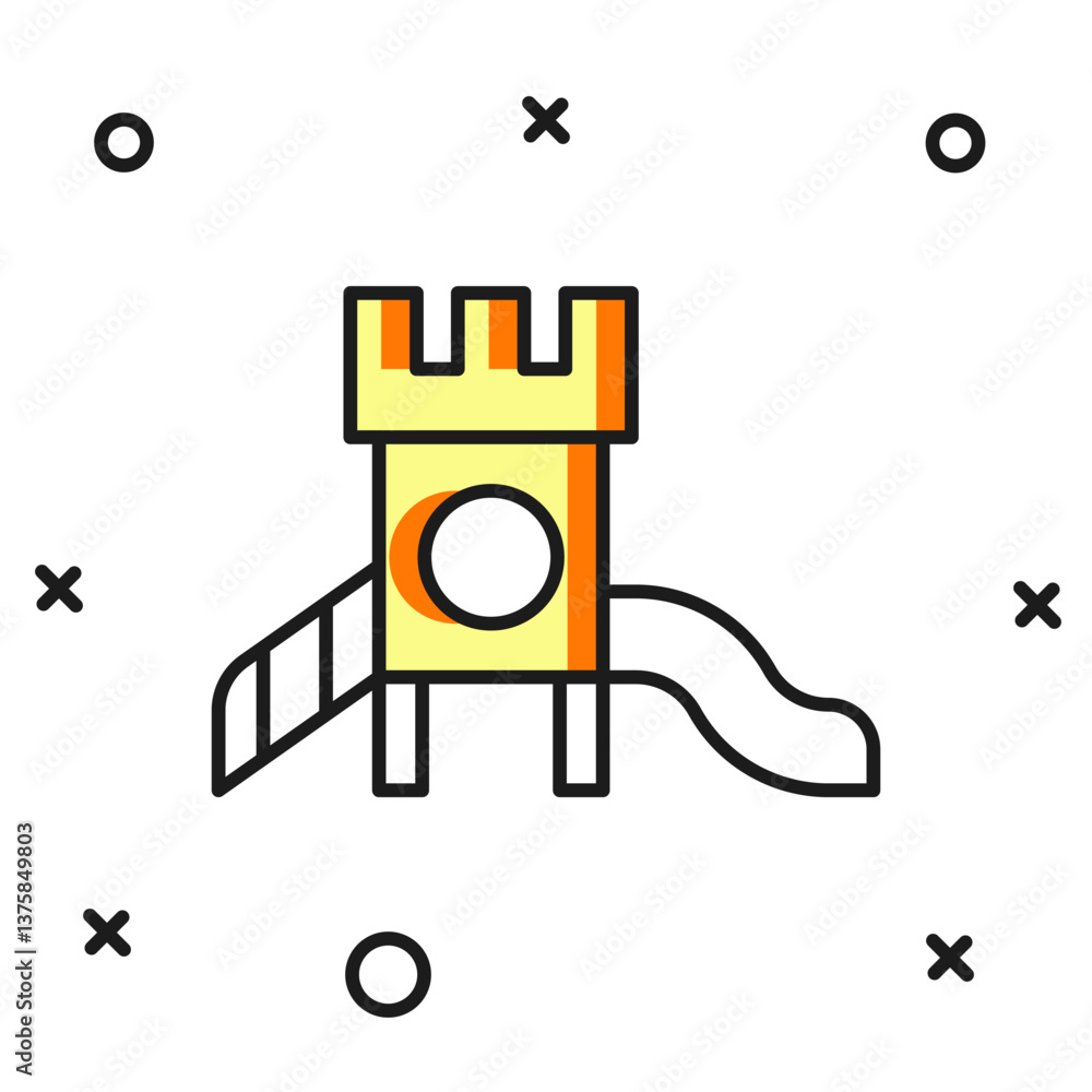 Poster filled outline slide playground icon isolated on white background. childrens slide. flat filled outl