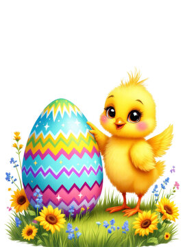 yellow chick easter egg colorful grass clip art preview