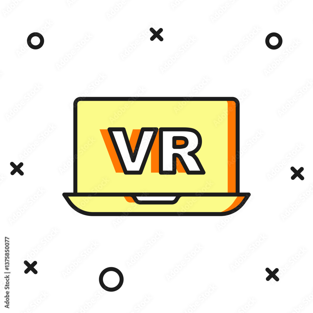 Poster filled outline virtual reality icon isolated on white background. futuristic vr head-up display desi