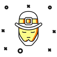 Filled outline Leprechaun icon isolated on white background. Happy Saint Patricks day. National Irish holiday. Flat filled outline style with shadow. Vector