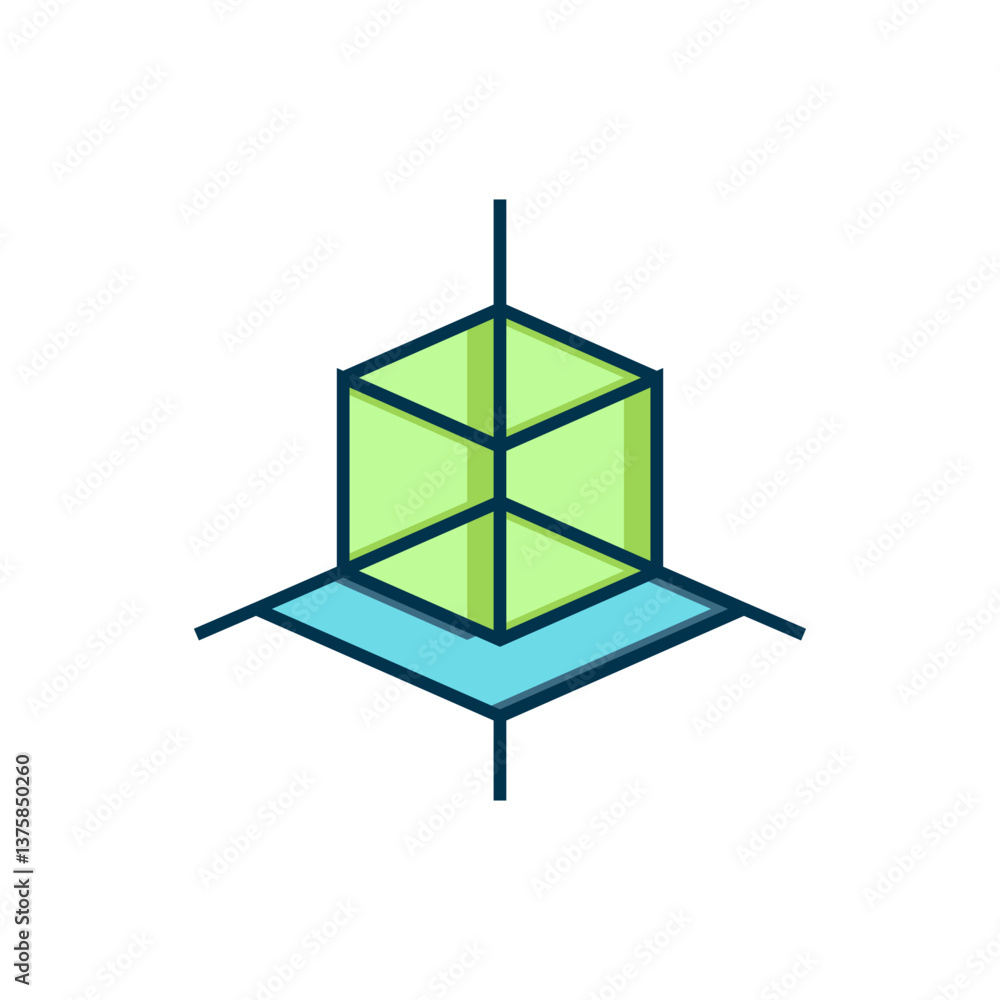 Poster filled outline 3d modeling icon isolated on white background. augmented reality or virtual reality. 