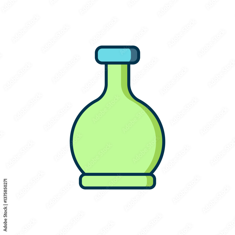 Poster filled outline bottle with potion icon isolated on white background. flask with magic potion. happy 
