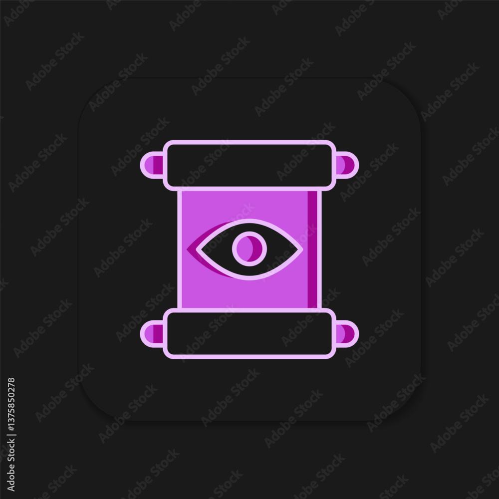 Poster filled outline magic scroll icon isolated on black background. decree, paper, parchment, scroll icon