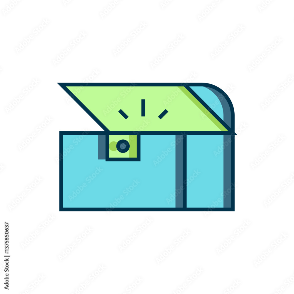 Poster filled outline chest for game icon isolated on white background. flat filled outline style with shad