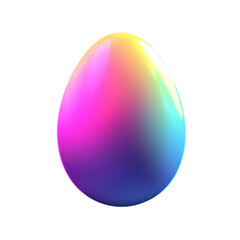 Easter egg with a neon rainbow gradient effect, isolated on dark background