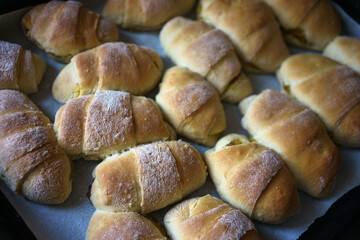 Fototapeta premium Homemade rolls in the oven