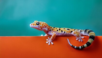 Fototapeta premium lizard on a blue background