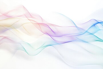 Fototapeta premium Abstract pastel rainbow waves flow smoothly on white background, creating a calming and elegant visual.