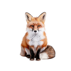 Majestic Red Fox with Fluffy Tail and Alert Expression in Studio Setting Eyes Forward