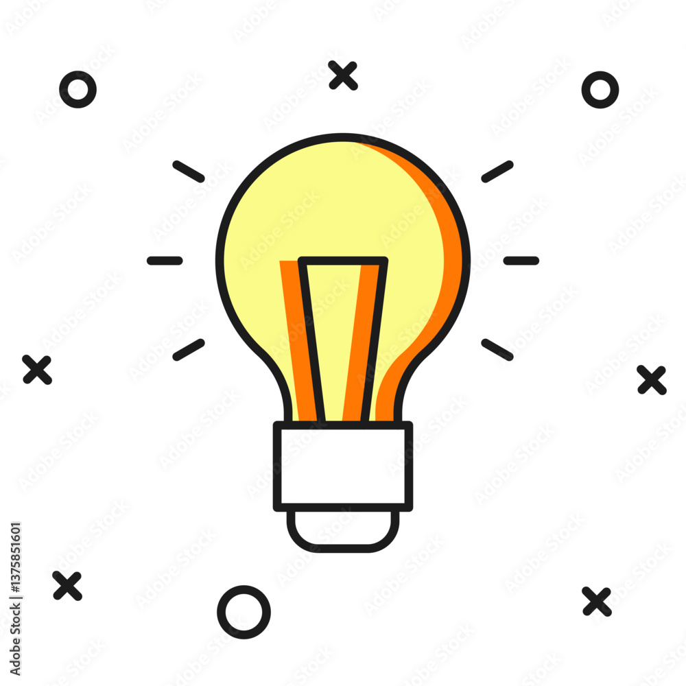Aufkleber filled outline light bulb with concept of idea icon isolated on white background. energy and idea sy
