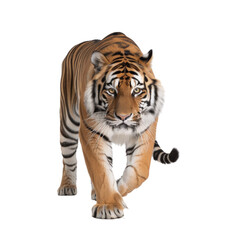 Obraz premium Majestic Tiger Striding Confidently Through the Wild With Striking Orange and Black Stripes