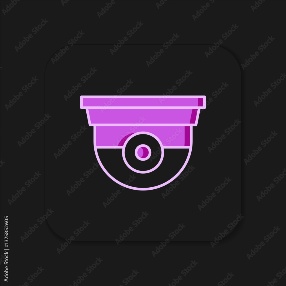Poster filled outline security camera icon isolated on black background. flat filled outline style with sha