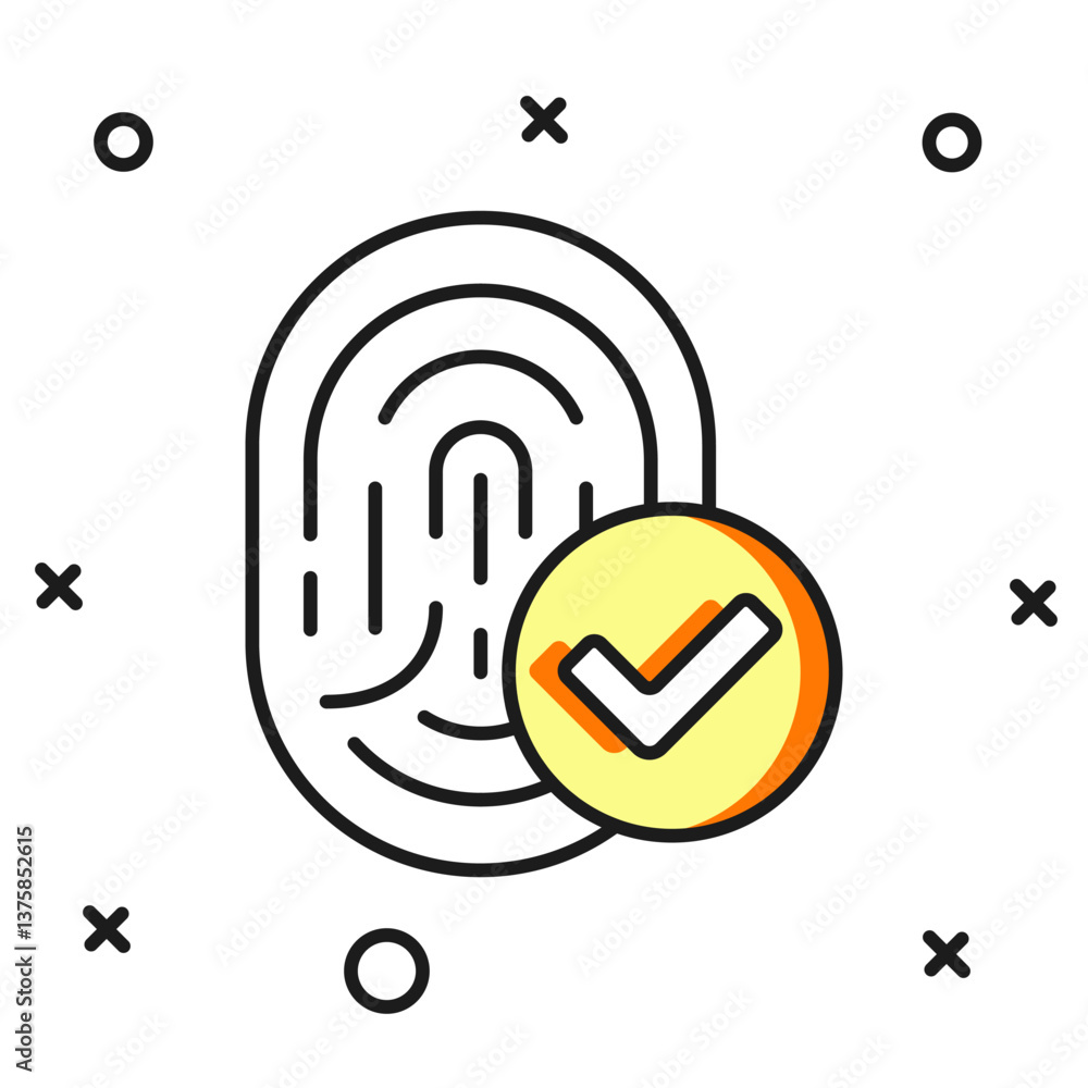 Poster filled outline fingerprint icon isolated on white background. id app icon. identification sign. touc