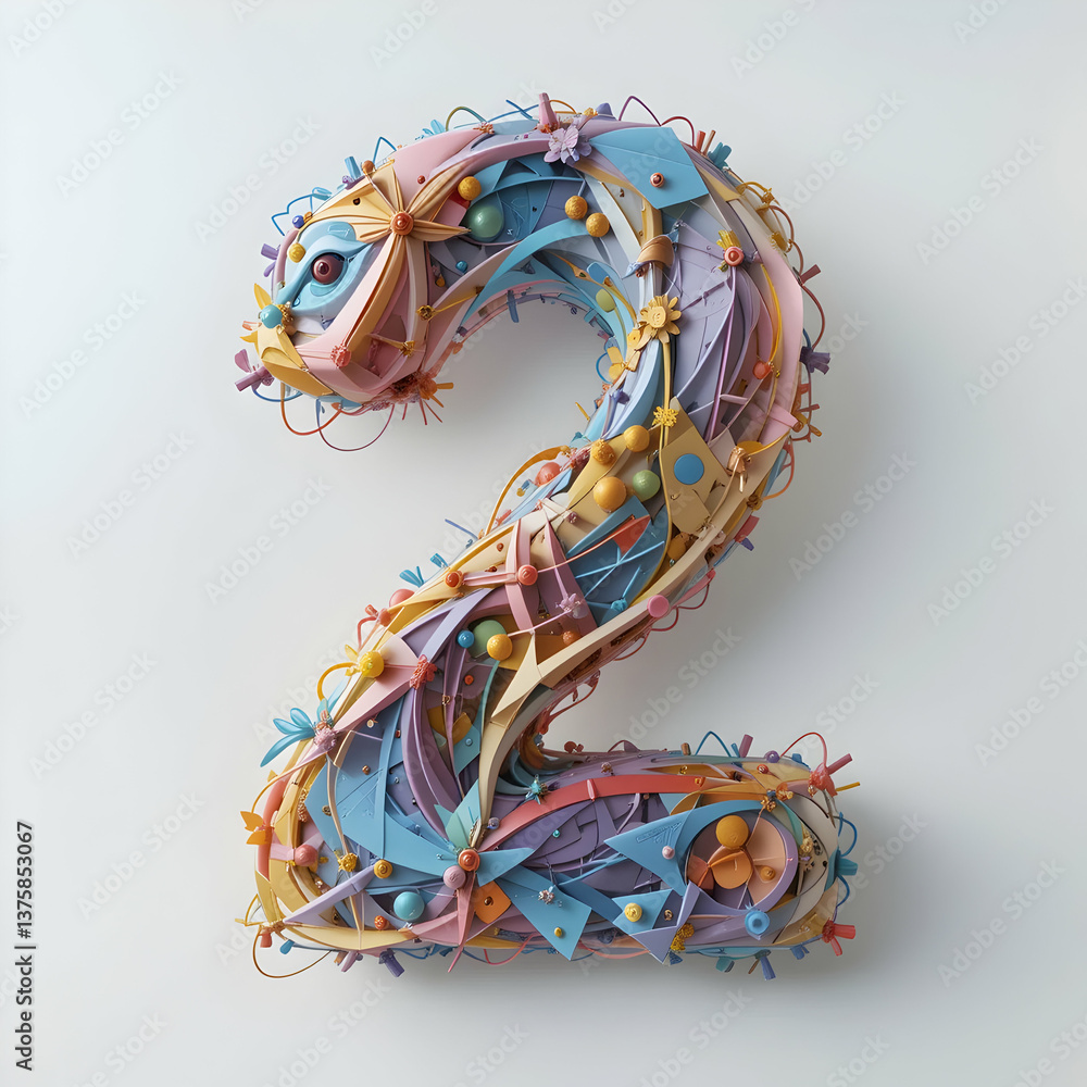 Fototapete a 3d representation of the number two made from