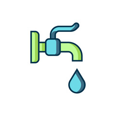 Filled outline Water tap icon isolated on white background. Flat filled outline style with shadow. Vector