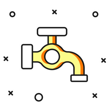 recommend clip art: Filled outline Water tap icon isolated on white background. Flat filled outline style with shadow. Vector