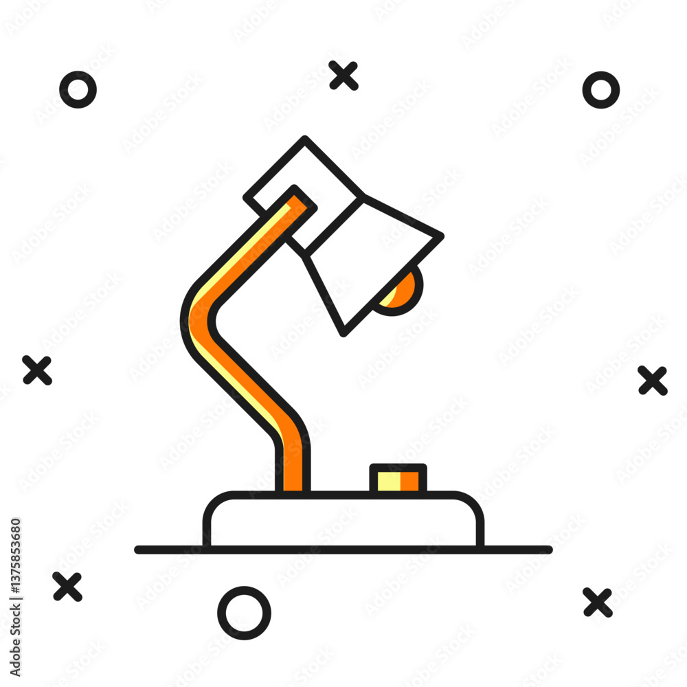 Poster filled outline table lamp icon isolated on white background. flat filled outline style with shadow. 