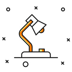 Filled outline Table lamp icon isolated on white background. Flat filled outline style with shadow. Vector