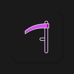 Filled outline Scythe icon isolated on black background. Happy Halloween party. Flat filled outline style with shadow. Vector