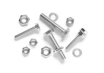 Tap bolts with chrome nuts isolated on white background