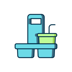 Filled outline Coffee cup to go icon isolated on white background. Flat filled outline style with shadow. Vector