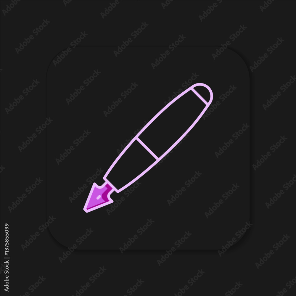 Poster filled outline fountain pen nib icon isolated on black background. pen tool sign. flat filled outlin