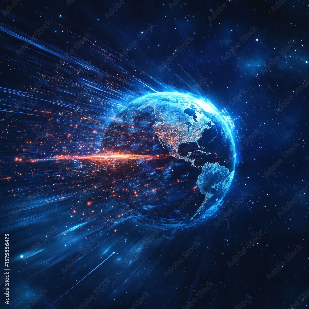 Poster Earth in Space: A Dynamic Visualization of Global Connectivity and Data Transfer Through a Network.