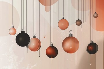 Minimalistic christmas design with hanging ornaments for festive decor